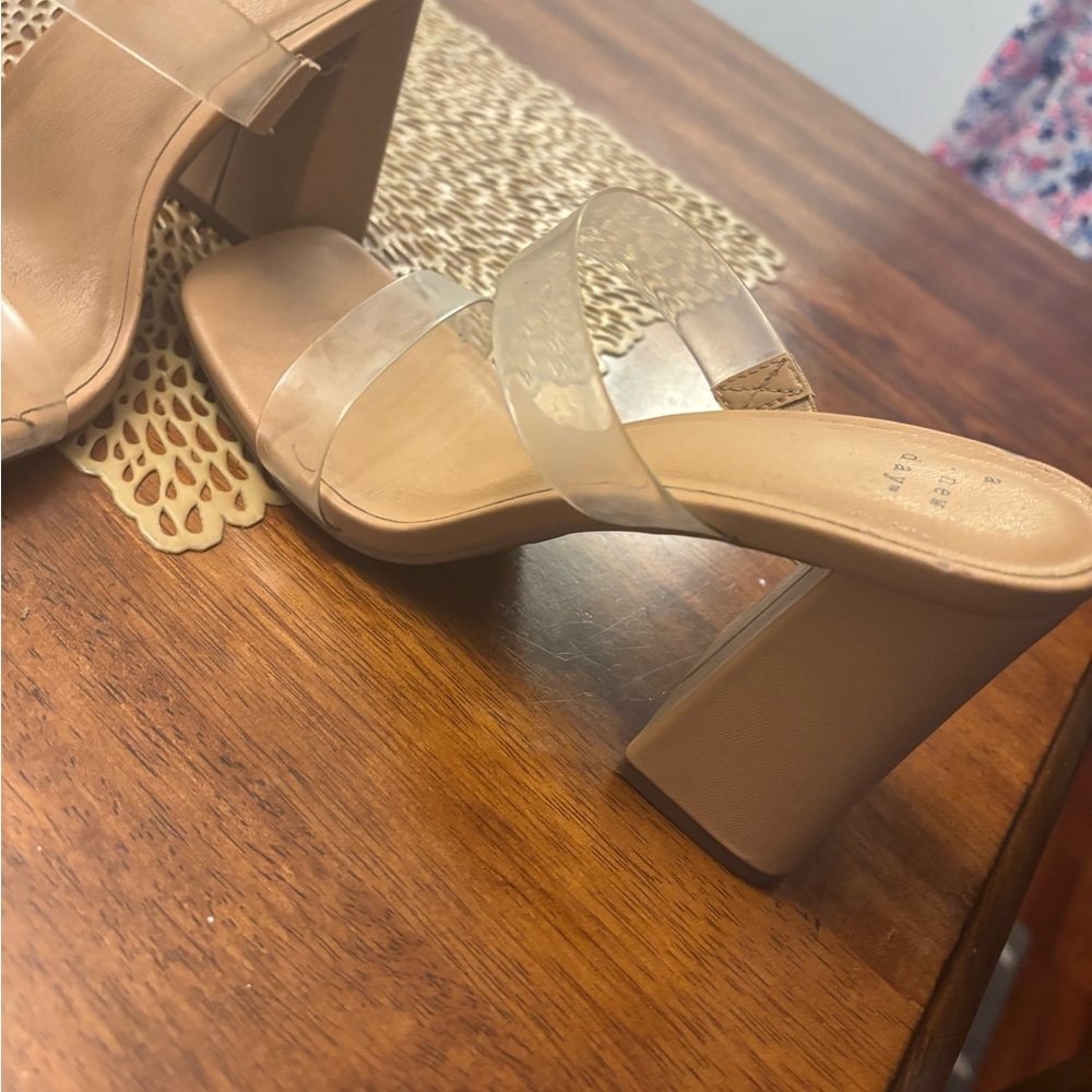 a new day Tan Heels with Block Heel and Sophisticated Design